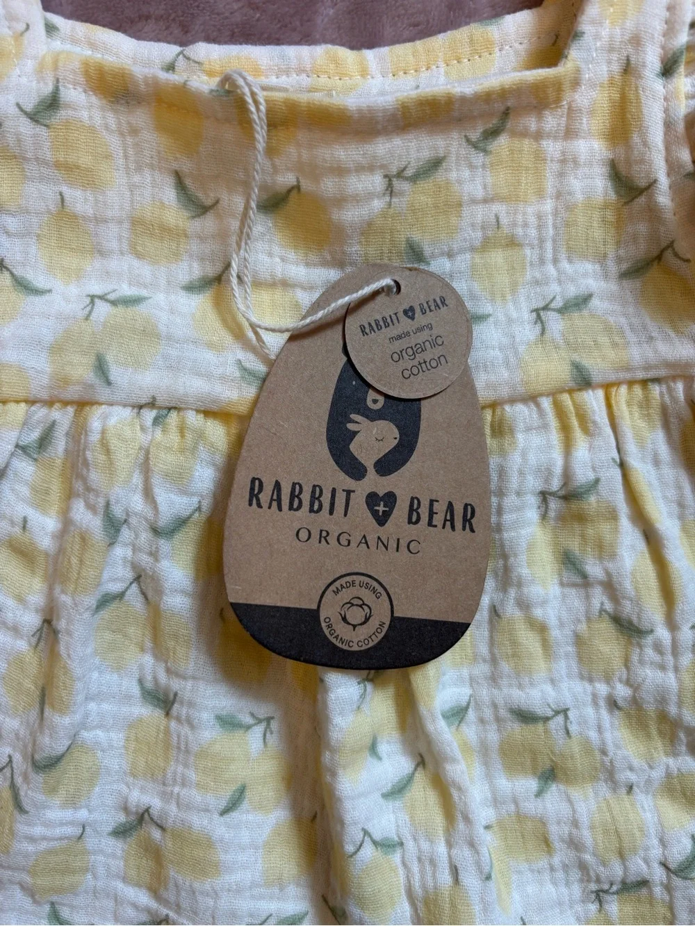 Rabbit + Bear 100% Organic Cotton Lemon Top Bottom & Backpack Matching Set 24M
